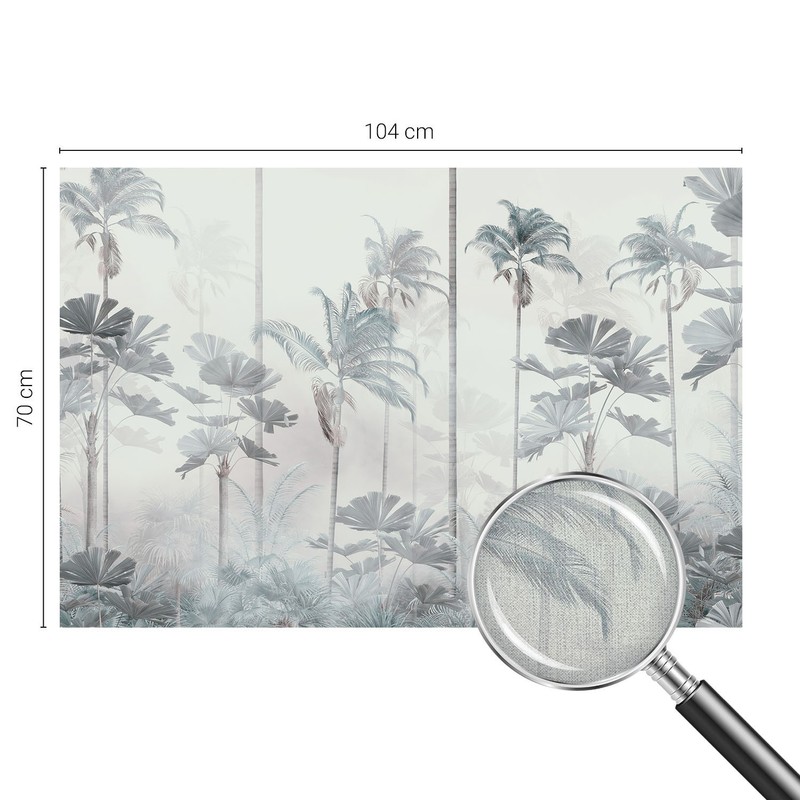 Large Non-Woven Wall Mural Roll Home Decor Exotic Palm Trees In A Gentle Fog