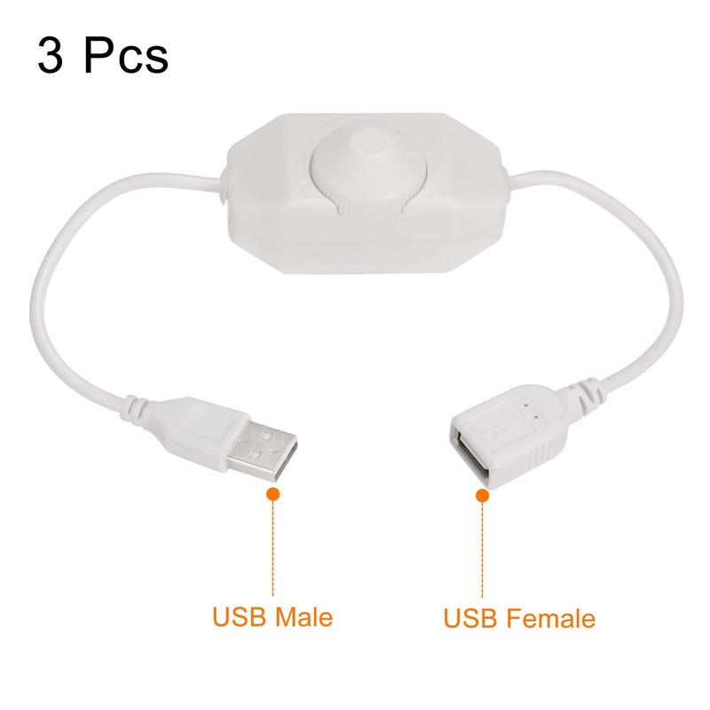 3pcs 5V USB PWM Rotary Inline Dimmer Switch for LED Strips Lights White gallery