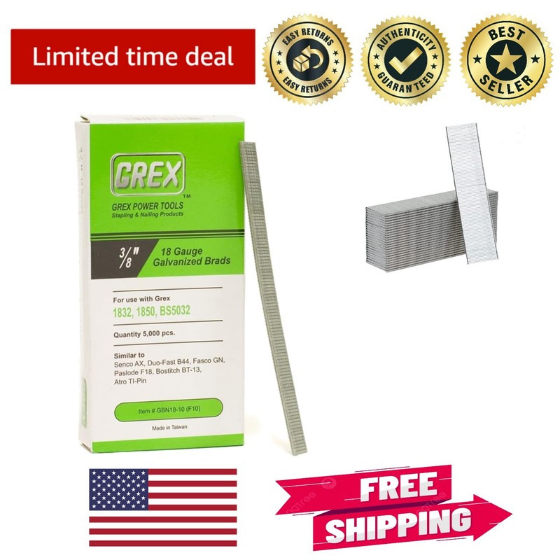 High-Performance 18 Ga Brad Nails 3/8 In., Ideal for Trimming & Molding Projects