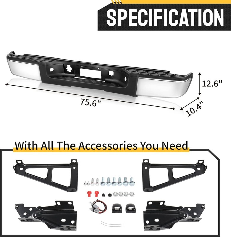 Rear Step Bumper Assembly Compatible With 2007-2013 Chevy Silverado 1500 & GMC gallery