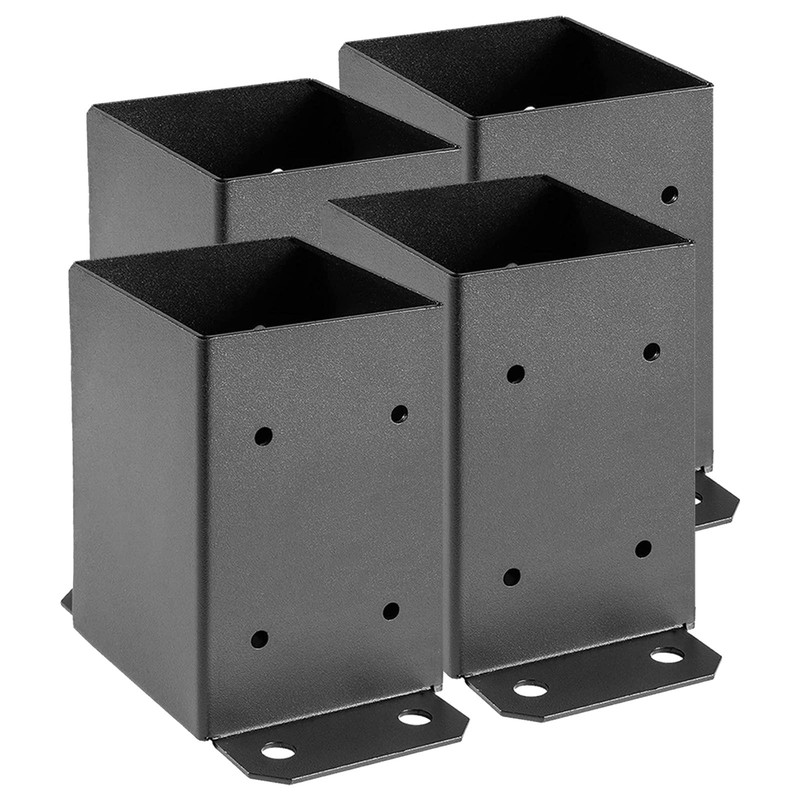 4×4 Post Base Bracket Inner 3.6″x3.6″ Heavy Duty Metal Anchor Black 4 PCS
