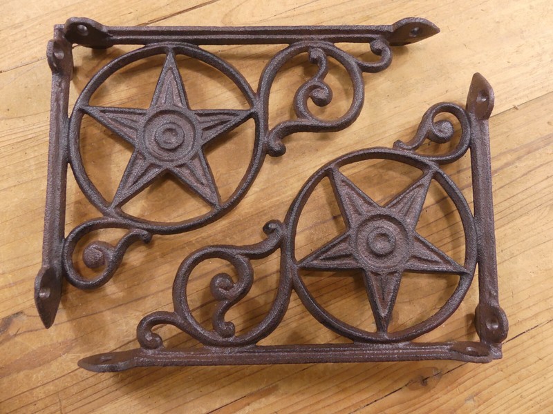 8 Cast Iron Star Brackets Garden Braces Shelf Bracket RUSTIC Corbels Mantle