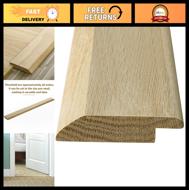 Solid Red Oak Wood Overlap Threshold for Doorways, 36″ Classic Style Reducer