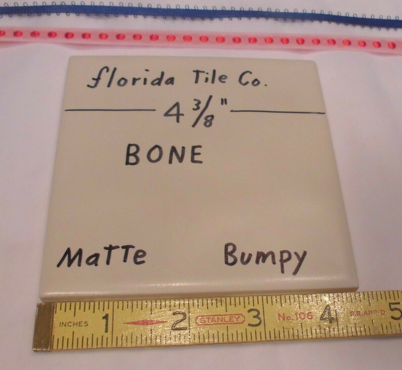 1 pc. Bone: Bumpy Matte Ceramic Tile 4-3/8" by Florida: Big Thumb Prints, New gallery