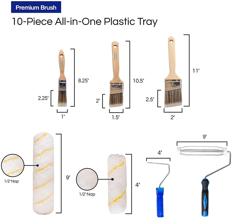 Paint Roller Kit, Brush & Roller,10 Piece Set, Wall Painting Naps for Profession gallery