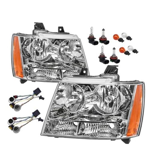 Headlights Assembly w/Bulbs & Harness compatible with 2007 2008 w/ wire&Bulb