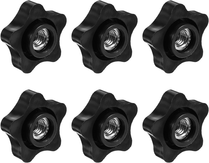 6 Pcs 3/8-16 Star Knob Plastic Threaded Wing Nut for T Track Bolts Machines