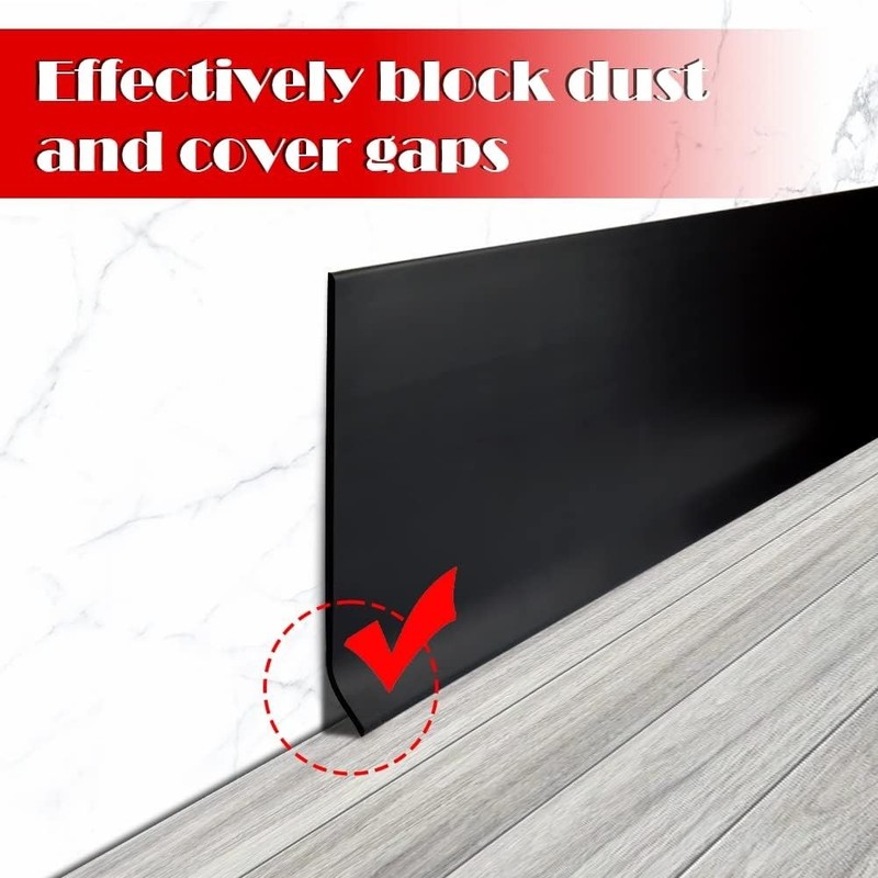 Flexible 4" Black Vinyl Wall Base Trim - 100ft Self Adhesive Peel & Stick gallery