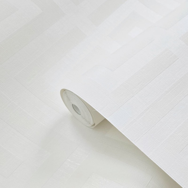 Contemporary Geometric off white flocked greek key textured geo wallpaper rolls gallery