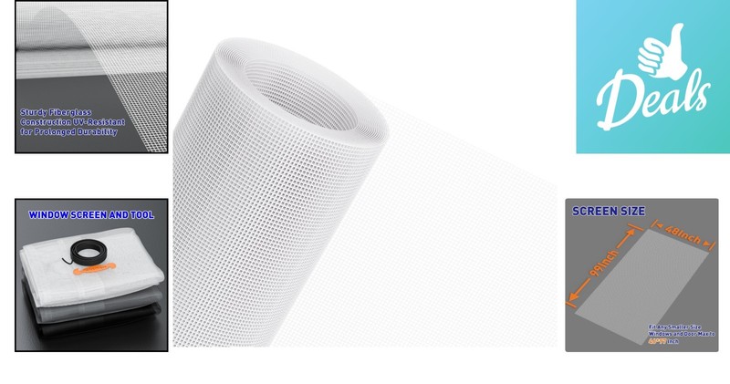 Pet-Proof & Washable Window Screen Mesh 48"x99" - Ideal for DIY Replacement gallery