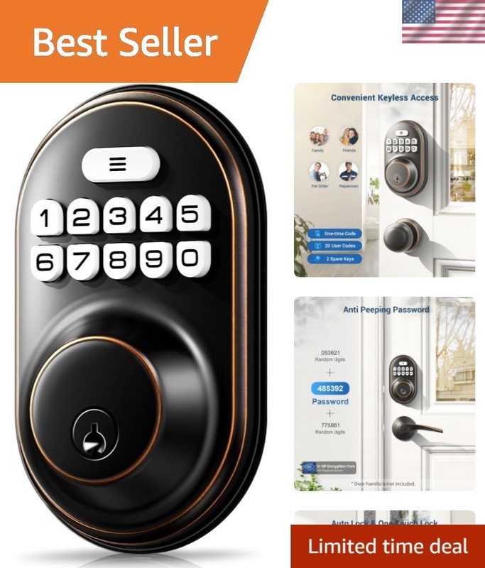 Weather-Resistant Electronic Keypad Lock with Backlit Keypad & Easy Installation