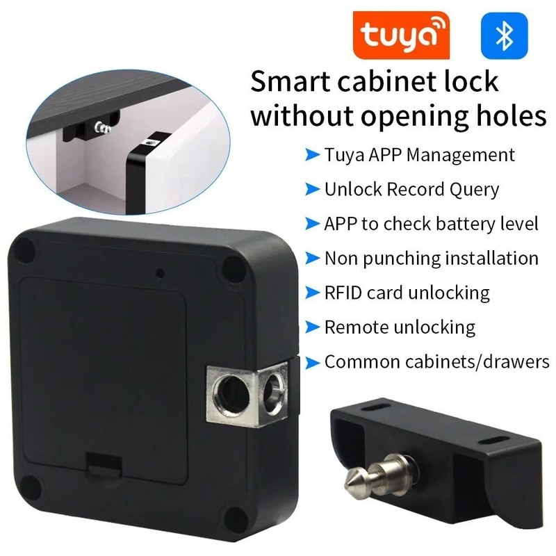 Smart Invisible Wooden Door Lock Keyless IC Card NFC Tuya App Cabinet Drawer Kit