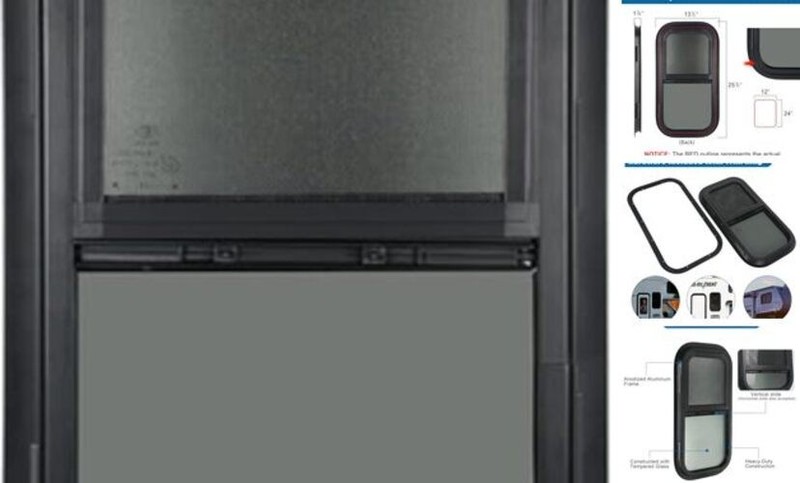 Vertical RV Window2″ W x 24″ H Tinted Sliding RV Window with Net 12x24in 1