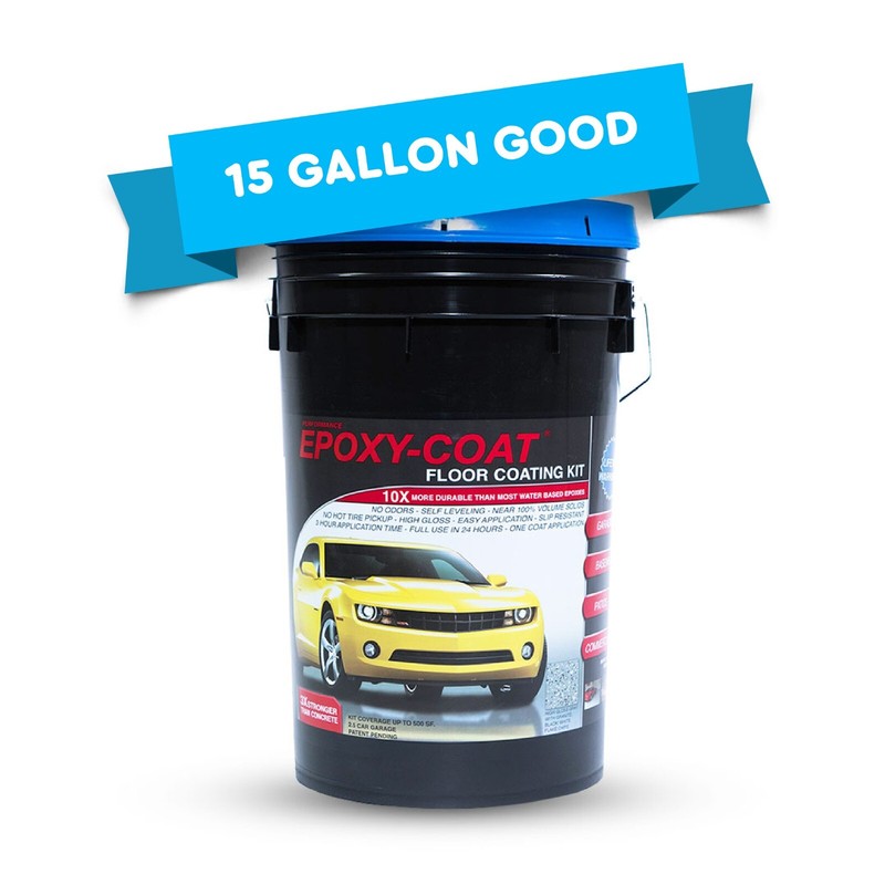 15 Gallon “GOOD” Epoxy Coat Floor Coating Kit 2,500 sq ft 9.7mil with 1/4″ flake
