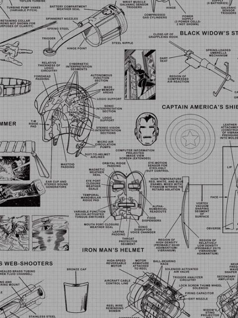 (2) Marvels DI0936 Heroes Schematics Wallpaper Gray/Black
