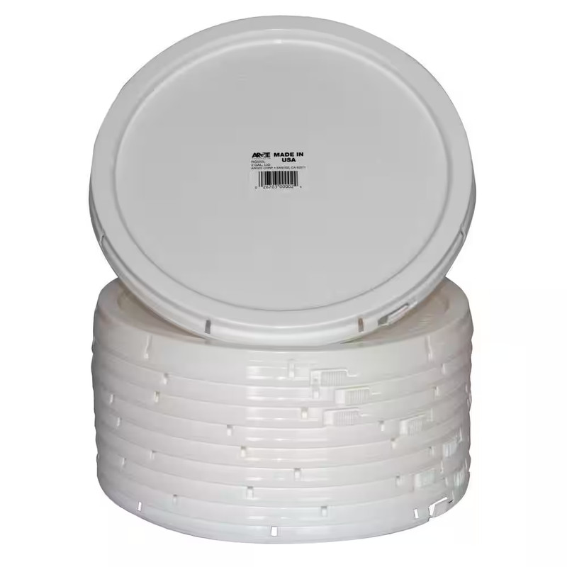 10 PACK 2 Gal. Plastic Lids for Heavy Duty White Paint Buckets w/. Metal HandleO