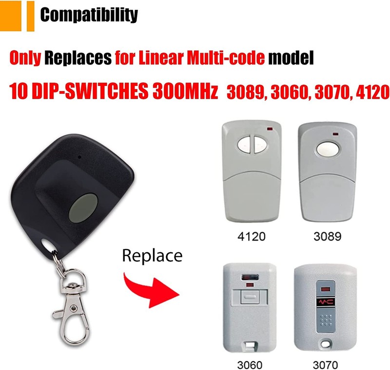For Linear Multi-Code 3089 MCS308911 3060 3070 4120 10 Dip Garage Door Remote US gallery