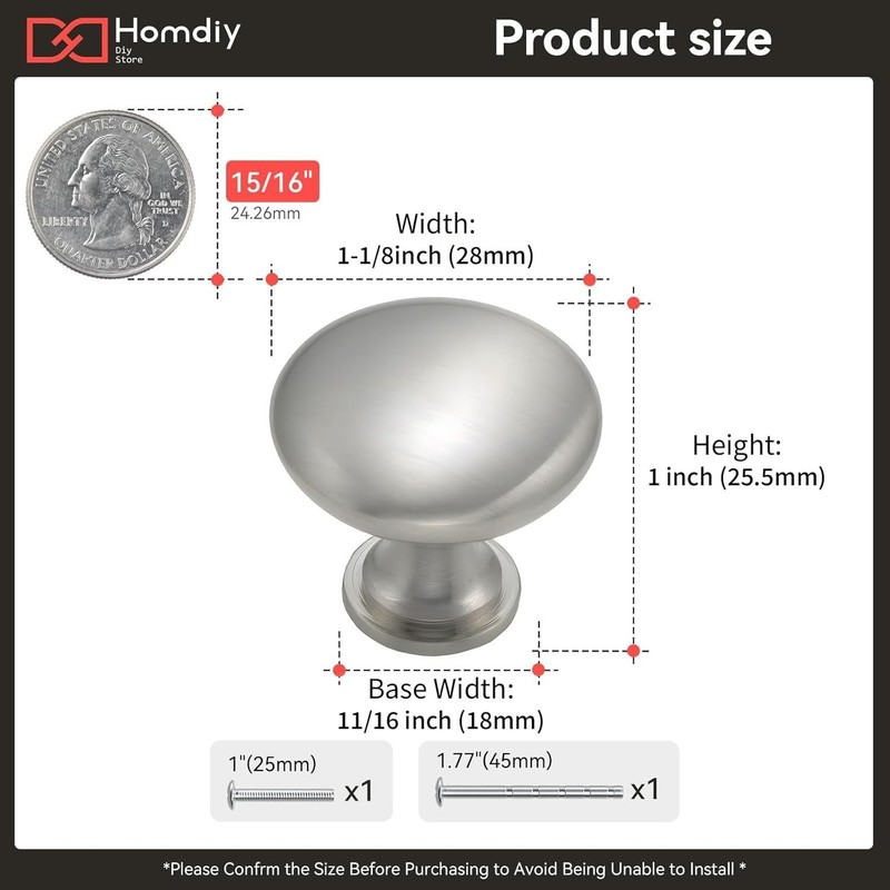 Rustproof 30 Count Round Cabinet Pulls in Brushed Nickel for Home Upgrades gallery