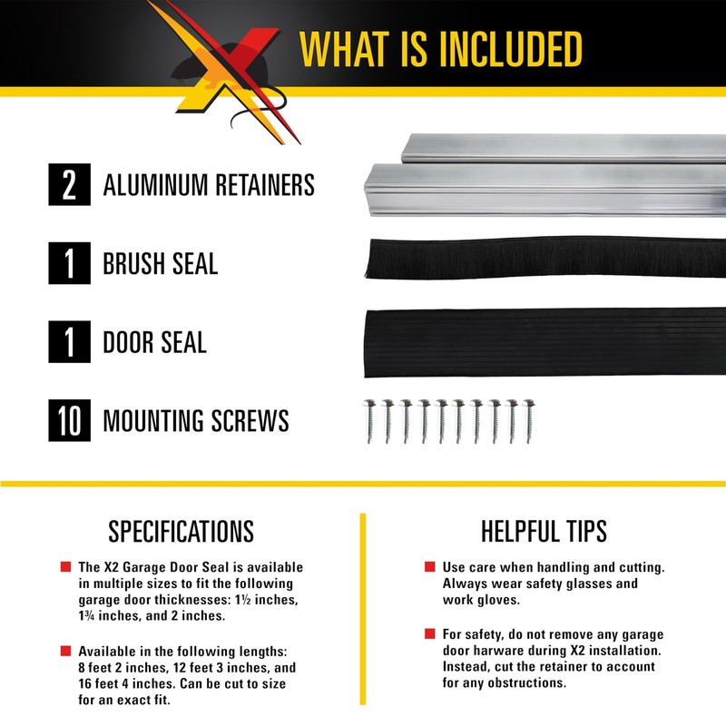 X2 Rodent Proof Overhead Sectional Door Seal Kit, 8'2” Wide for 2 Thick Garage D gallery