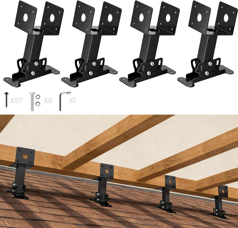 4 Pcs 4“X 4″ Roof Riser Brackets Kit(Id 3.6″X3.6″), Heavy Duty Adjustable Angle