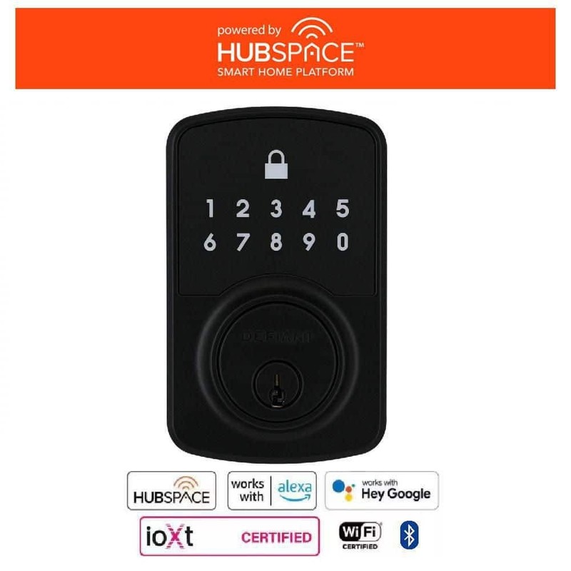 Defiant Square Compact Matte Black Electronic Single Cylinder Deadbolt Wi-Fi