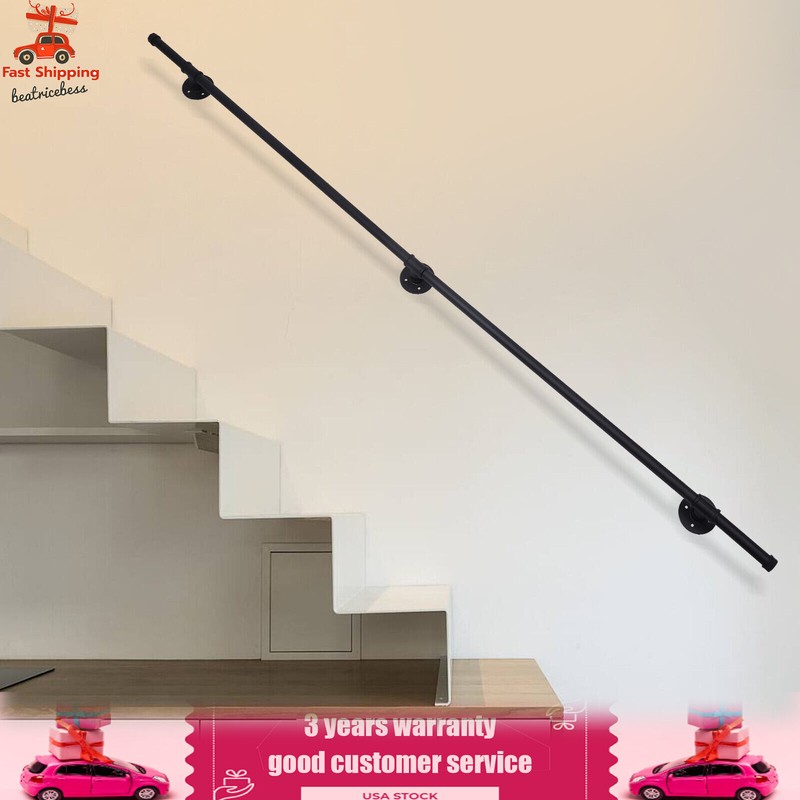 2M Handrail For Steps Stair Railing Hand Rail Kit Wall-mounted For Indoor