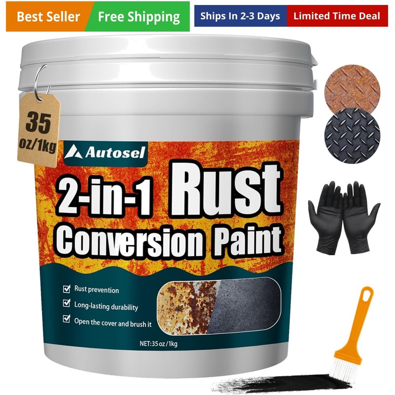 2-in-1 Rust Converter & Metal Primer, Stops Rust,Rust Inhibitor Paint for Met...
