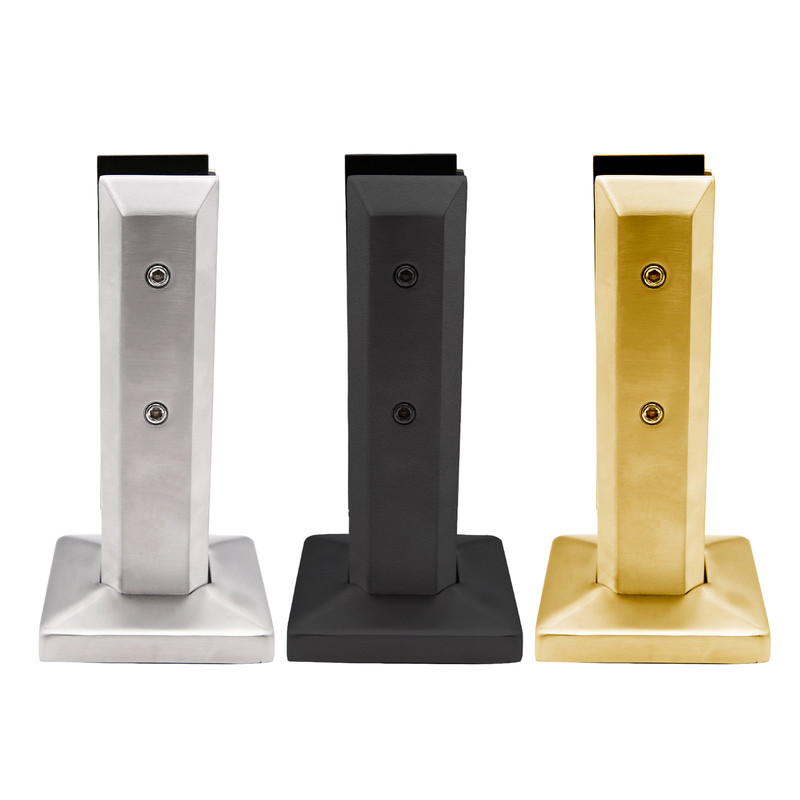Stainless Steel Square Adjustable Spigot to 3/8"-3/4" Thick Glass - 8" Height
