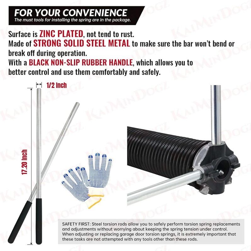 High Precision 2" Torsion Springs Set - Non-Slip Winding Bar gallery