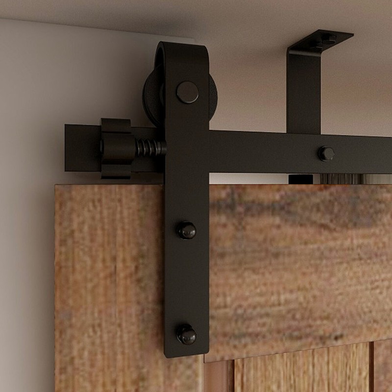 5-12FT Ceiling Bracket Mount Sliding Barn Door Hardware Kit Single/ Double Door gallery