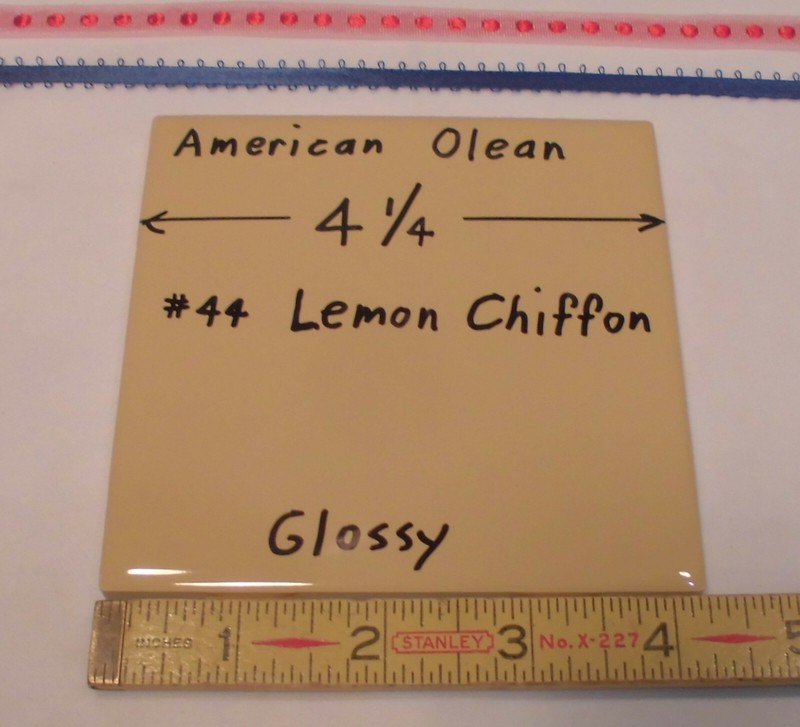 1 pc. Glossy Ceramic Tile *Lemon Chiffon #44* by American Olean 4-1/4″ Mustard
