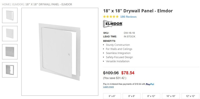 Elmdor Wall and Ceiling Access Panel Metal 18″ x 18″ DW18X18PC-SDL