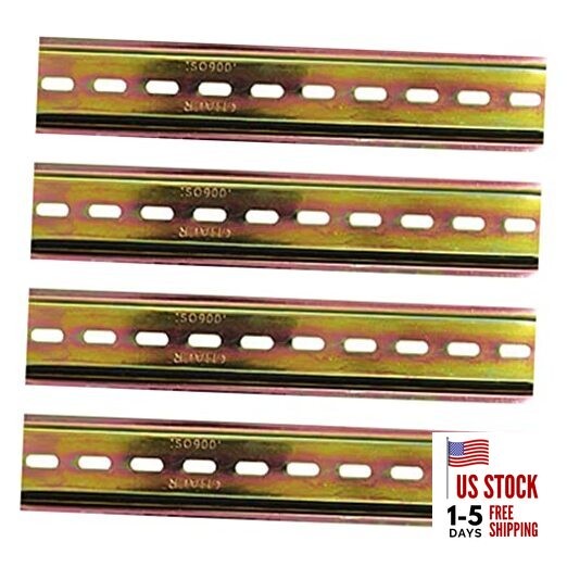 4 Pcs DIN Rail Slotted Design Steel Din Rail Mount 200mm/7.87 inch Long 35mm