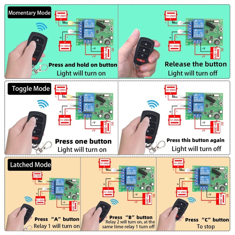 433Mhz Universal Wireless Remote Control Switch Secure Radio Frequency DC 6V ... gallery