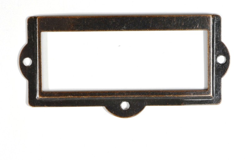 Antique Copper Label Holder File Cabinet Hardware, Mounting Screws Included