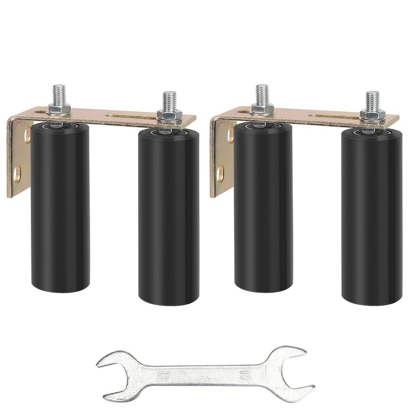 2 Pack 6″ Gate Roller Guide with L-Bracket, Universal 2 Pack, Black