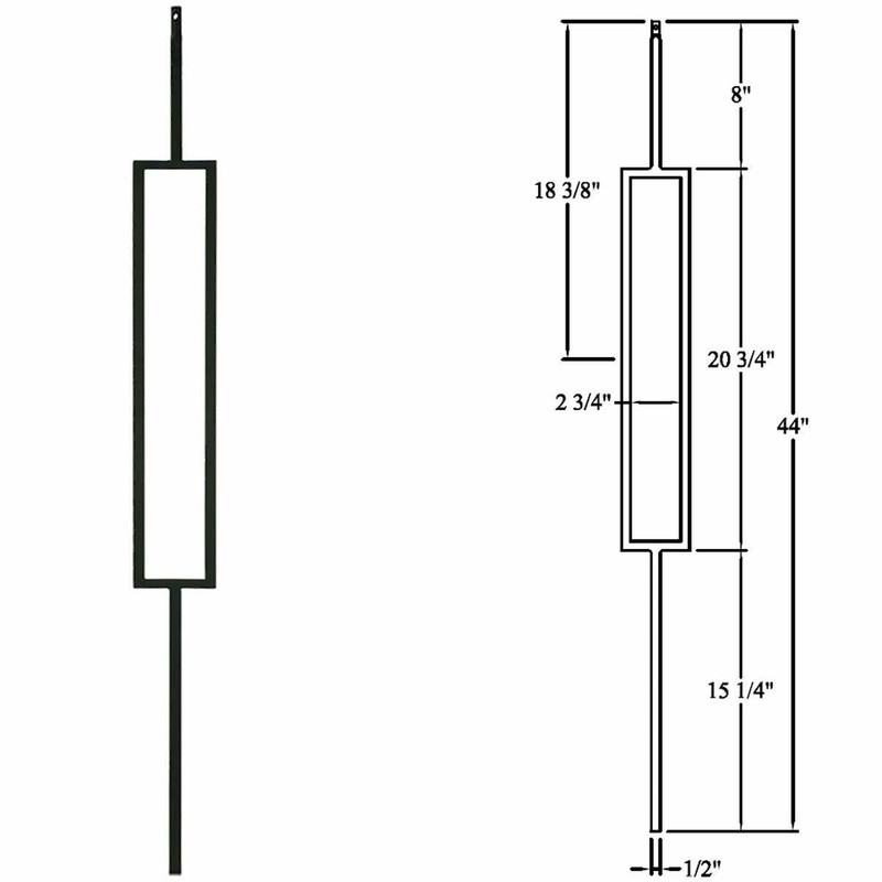 Contemporary Single Rectangle (5-PACK) Hollow Iron Metal Spindles (Satin Black) gallery