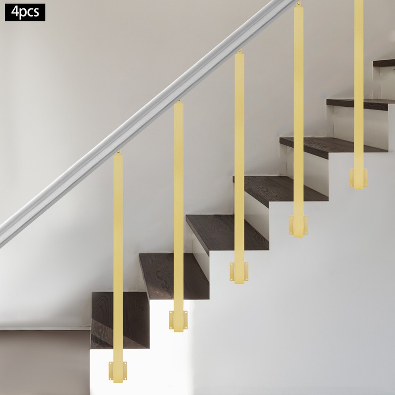 Gold Modern Square Stair Baluster Posts Decorative Railing For Stairs 8*8*95cm gallery