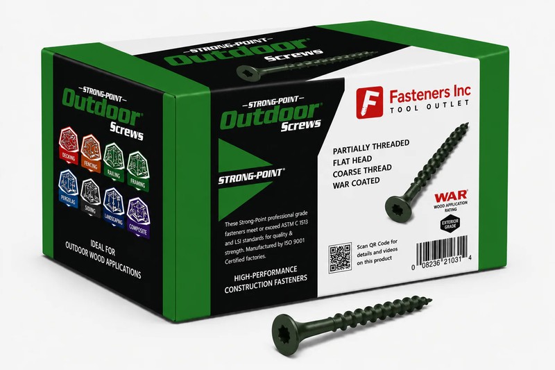 XT930W Strong-Point Flat Head Nibs Outdoor Screws #9 x 3 2000 PCS