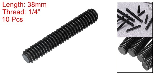 10Pcs Fully All Threaded Rod 1/4" Thread 20 Pitch 1-1/2" l Carbon Steel Screw gallery