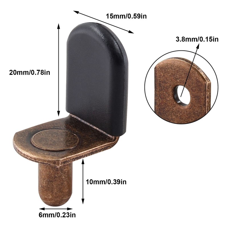 30 Pcs L-Shaped Shelf Support Pegs with Rubber Sleeve - Antique Bronze gallery