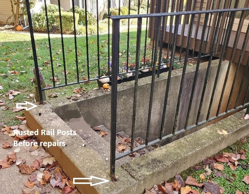 Stair Railing 4" Repair Base Broken 1" loose POSTS slips IN tube NO welding Blk gallery