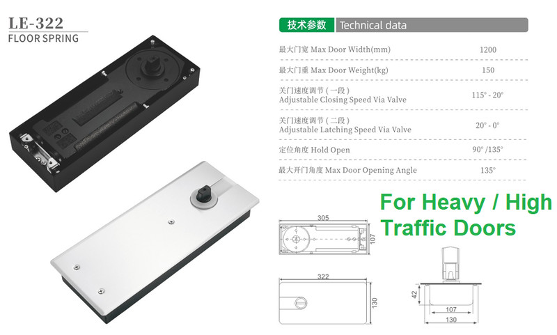 Hydraulic Floor Spring Machine for Glass Door 150KG Pivot MAB-Compatible LE-322