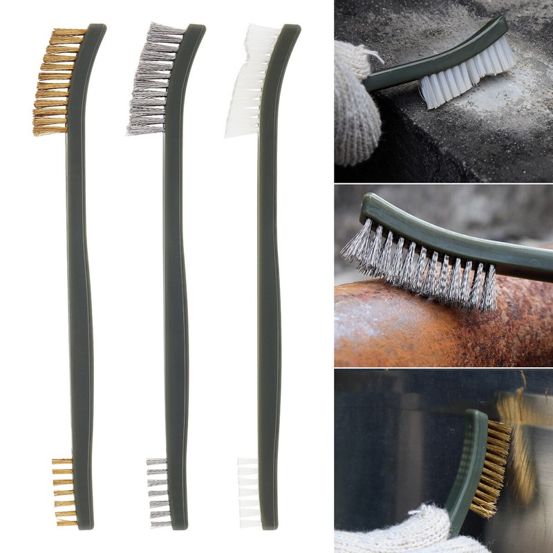 Mini Wire Brush Set Rust Paint Dirt Metal Cleaner Steel/Nylon/Brass Brush Scrub