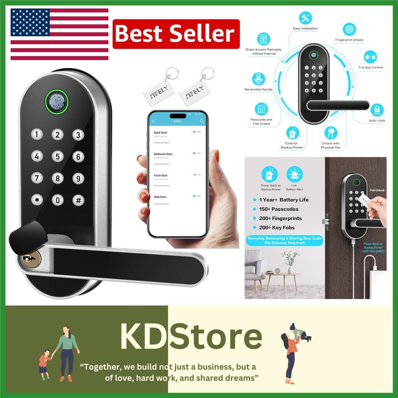 Smart Fingerprint Door Lock with Keypad & Remote Access – Keyless Convenience
