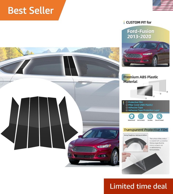 Glossy Black Door Window Pillar Trim Covers for Ford Fusion 20132020