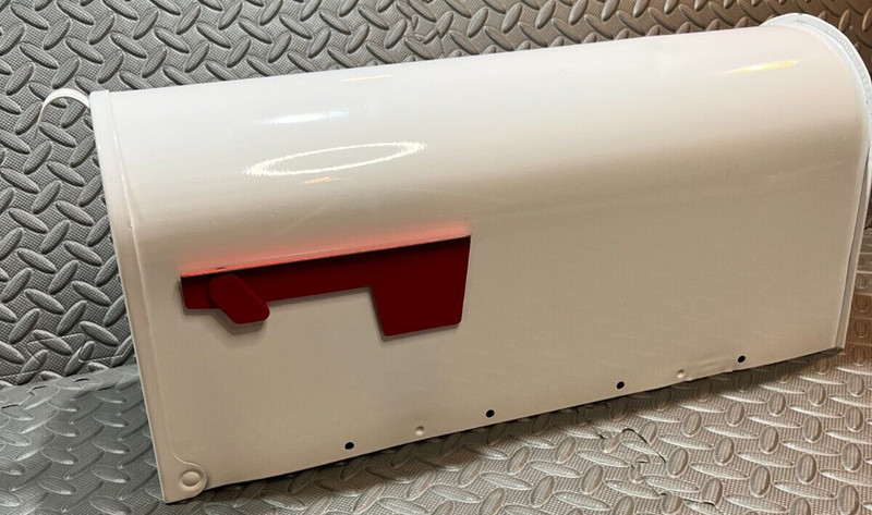 Mailbox, Galvanized Steel, Post Mount, Color-White, Med Capacity Slight Dent gallery