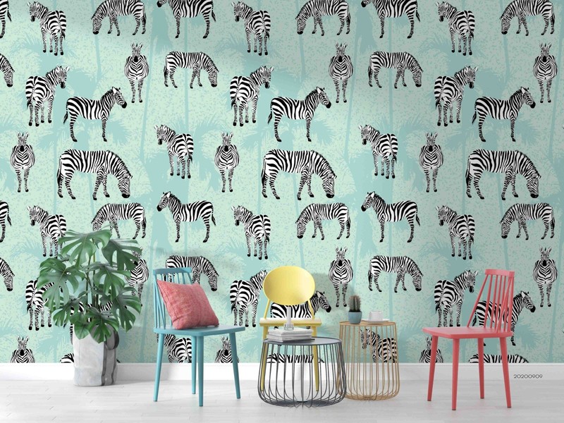 3D Zebra Pattern Self-adhesive Removeable Wallpaper Wall Mural