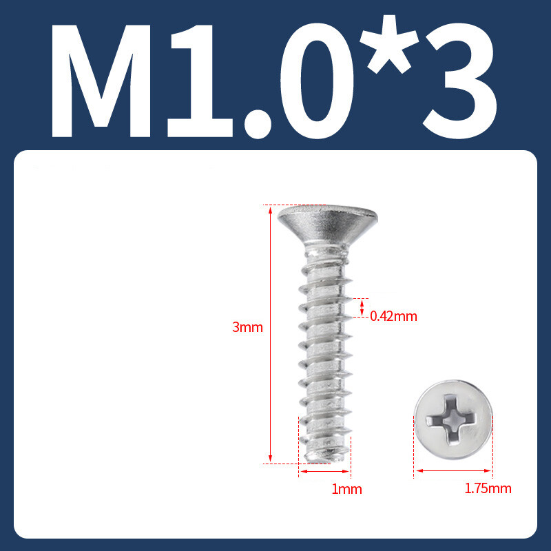 Micro Countersunk Head Tapping Screws A2 Stainless Steel Phillips Screw M1 to M5