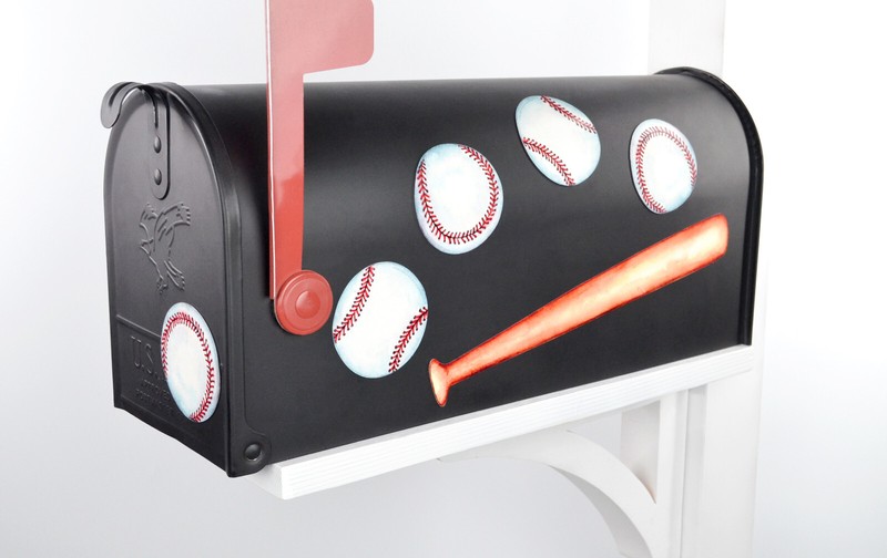 Mailbox Magnet Partial Cover Custom with set of 5 baseballs and a baseball bat gallery
